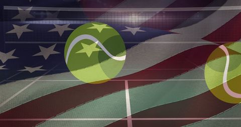 American Flag and Tennis Balls on Court Symbolizing Sports Spirit - Download Free Stock Images Pikwizard.com