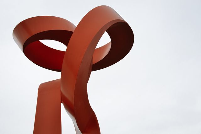 Large Red Abstract Metal Sculpture Against Sky - Download Free Stock Images Pikwizard.com