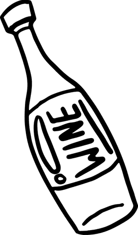 Handcrafted wine bottle line art on transparent background