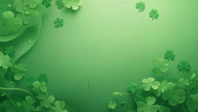 Framing paper-cut shamrocks creating layered green greeting card background for st patrick