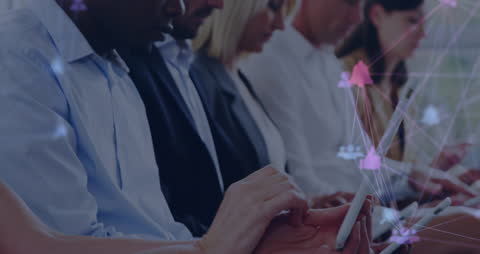 Diverse Professionals Engaged in Digital Network Connections