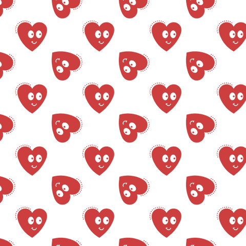 Cute red hearts pattern with transparent background