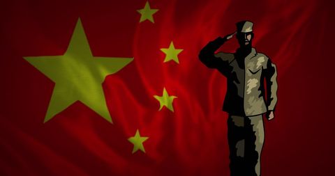 Illustration of Soldier Saluting Against China Flag - Download Free Stock Images Pikwizard.com