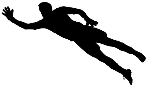 Transparent png silhouette of male football player vector