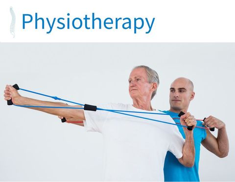 elderly man in physiotherapy assisted by instructor with resistance band - Download Free Stock Templates Pikwizard.com