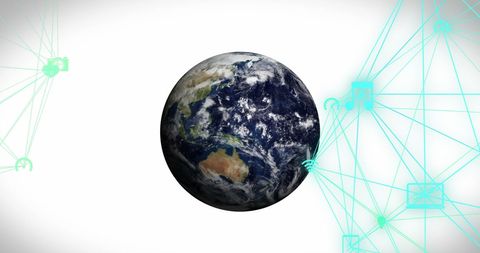 Rotation of earth with digital network concepts