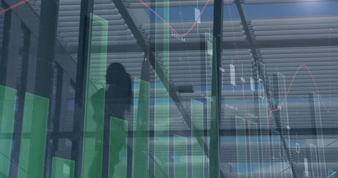 Abstract Office with Financial Data Overlay Reflecting Growth