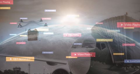 Futuristic Drone Logistics over Global Landscape with Digital Interface - Download Free Stock Images Pikwizard.com