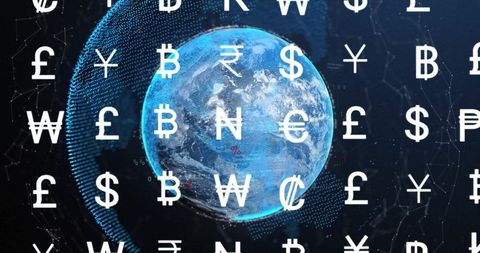 Global Digital Economy Concept with Currency Symbols