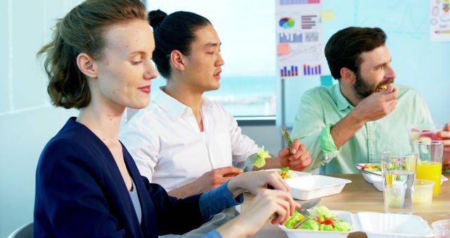 Group of Young Professionals Enjoying Lunch at Office Meeting - Download Free Stock Images Pikwizard.com