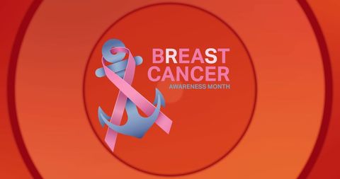 Breast cancer awareness month design on red background