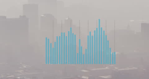 Business Data Processing Animation with Urban Background