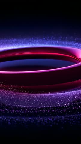 Glowing Torus Ring Rotating and Pulsing in Neon Space with Magenta Halo Vertical Loop