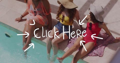 Poolside relaxation with vibrant fashion and floppy hats