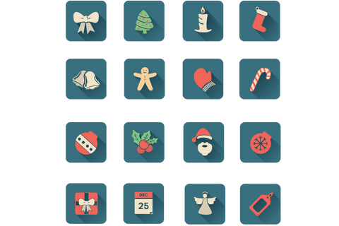 Christmas icons on transparent background for festive design