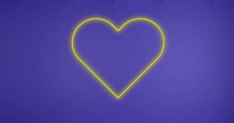Glowing Yellow Heart on Purple Neon Wall - Download Free Stock Images Pikwizard.com