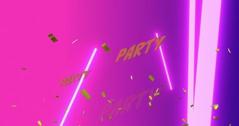 Colorful Neon Party Celebration with Gold Confetti