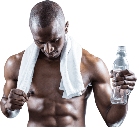 transparent image of athlete holding water bottle and towel - Download Free Stock Videos Pikwizard.com