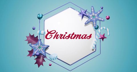 Festive Christmas Text with Decorative Elements on Blue Background