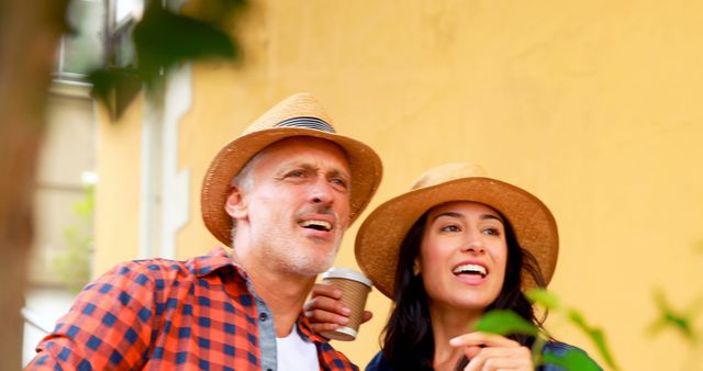 Happy Couple Enjoying Outdoor Coffee - Download Free Stock Images Pikwizard.com