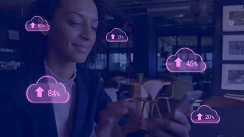 Cloud Technology Concept with Businesswoman using Smartphone