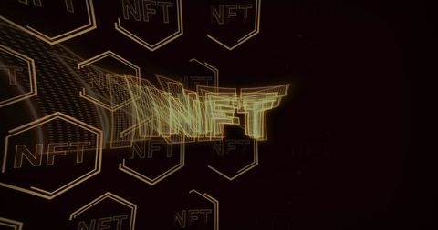 Futuristic digital cryptocurrency nft symbols motion