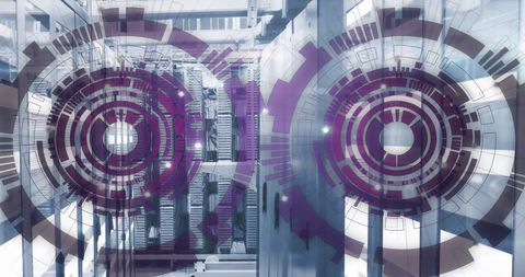 Abstract Digital Interface with Data Processing over Server Room - Download Free Stock Images Pikwizard.com