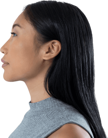 Side Profile of Woman with Long Hair on Transparent Background