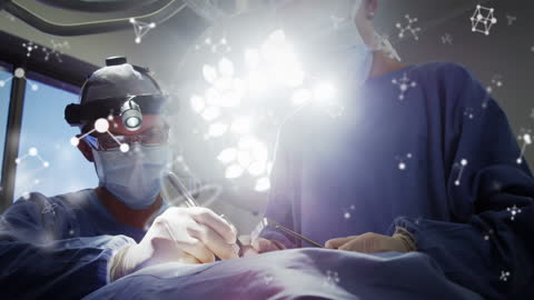 Surgeons Operating with Molecular Overlay Illustrations
