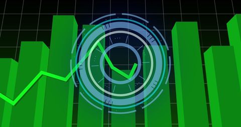 futuristic green bar graph with data interface overlay - Download Free Stock Images Pikwizard.com