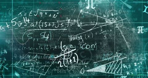 Futuristic math equations-coding interface technology concept