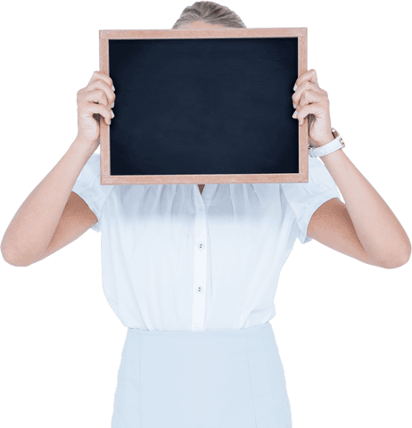 Businesswoman Holding Small Chalkboard for Message With Transparent Background - Download Free Stock Videos Pikwizard.com