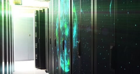 Futuristic Server Room with Digital Display Elements - Download Free Stock Images Pikwizard.com