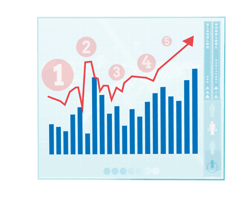 Transparent Illustration of Bar Graph with Red Arrow Uptrend - Download Free Stock Videos Pikwizard.com