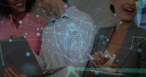 Diverse Business Team Connected Through Digital Cybersecurity Network