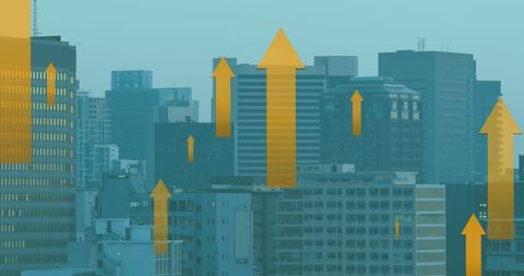 Urban Skyline With Upward Arrows Illustrating Economic Growth - Download Free Stock Images Pikwizard.com