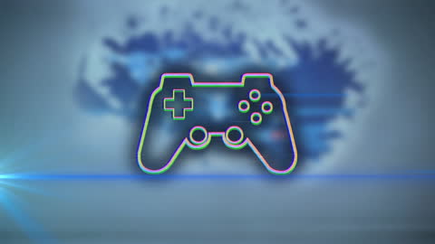 Neon Gamepad Icon with Dynamic Digital Effects