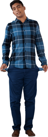 frustrated young man showing empty pockets transparently - Download Free Stock Videos Pikwizard.com