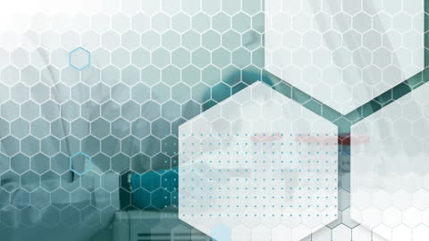 Hexagonal Overlay with Scientist in Research Laboratory