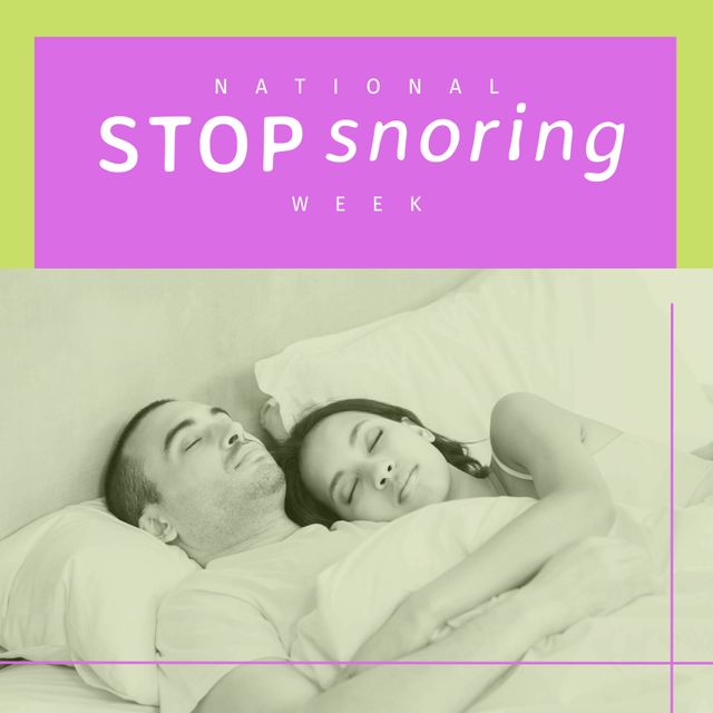 Comfortable Couple Sleeping Highlighting National Stop Snoring Week Awareness - Download Free Stock Templates Pikwizard.com