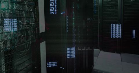 Digital Interface Overlays in Advanced Server Room - Download Free Stock Images Pikwizard.com