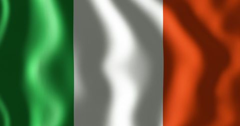 Waving Irish flag reflecting national pride and cultural identity in distinctive green, white, and orange colors, representing tradition and the spirit of sports events like the Six Nations. Ideal for content related to Irish culture, nationalism, sports competitions, or themed decorations for events and celebrations.