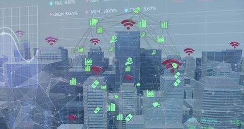 Futuristic City with Digital Connectivity Network Overlay - Download Free Stock Images Pikwizard.com