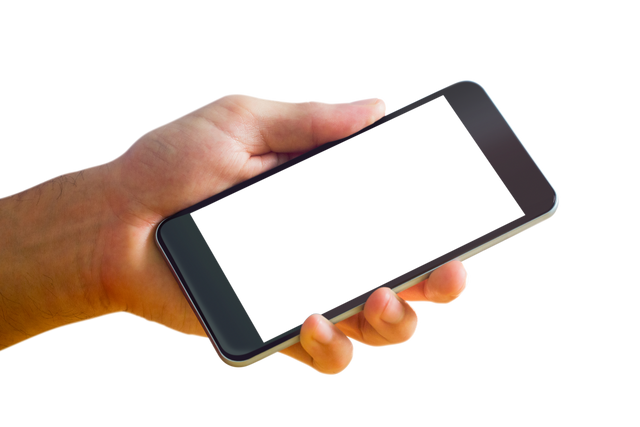 Hand Holding Smartphone with Copy Space on Transparent Background for Communication - Download Free Stock Videos Pikwizard.com