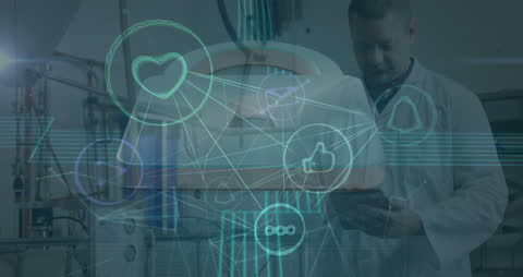 Healthcare Professional Engaging with Digital Network Interface