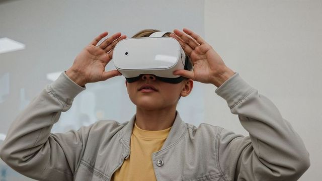 Boy Exploring Virtual Reality Innovative Classroom