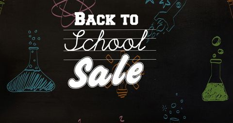 Back to School Sale Banner with Scientific Chalkboard Design