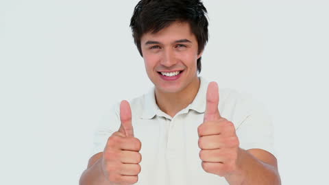 Man Smiling Giving Thumbs Up Gesture, Positive Attitude