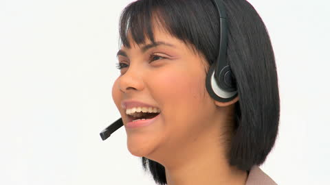 Smiling Asian Customer Service Representative with Headset