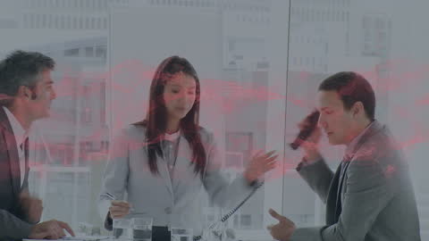 Animated Financial Data Processing in Business Team Meeting